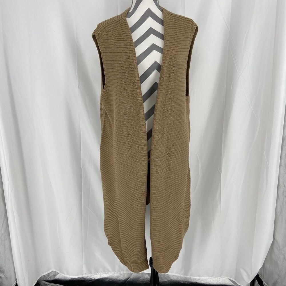 Woman Within Women's Size 1x 22/24 Open Front Cardigan Knit Sweater Long Brown